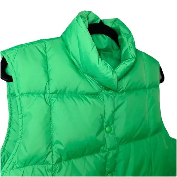 Lands End Y2K Women XL Size 18-20 Kelly Green Goosedown Quilted Puffer Vest Snap - Picture 3 of 8